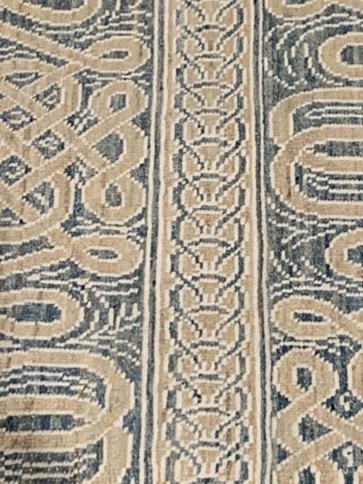 Doris Leslie Blau Collection Vespero Beige Blue and White Hand Knotted Wool Rug