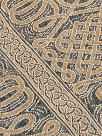 Doris Leslie Blau Collection Vespero Beige Blue and White Hand Knotted Wool Rug