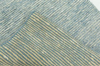 Doris Leslie Blau Contemporary Beige Blue Knotted Wool Runner