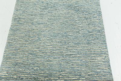 Doris Leslie Blau Contemporary Beige Blue Knotted Wool Runner