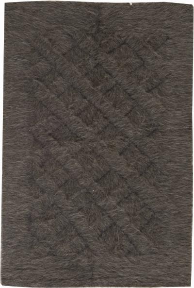 Doris Leslie Blau Taurus Collection Geometric Dark Brown Goat Hair Handmade Rug