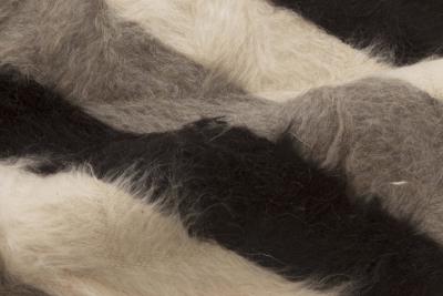 Doris Leslie Blau Taurus Collection Striped Black White Gray Goat Hair Rug