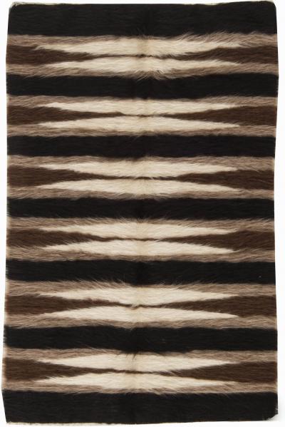 Doris Leslie Blau Taurus Collection Striped Brown White and Black Goat Hair Rug