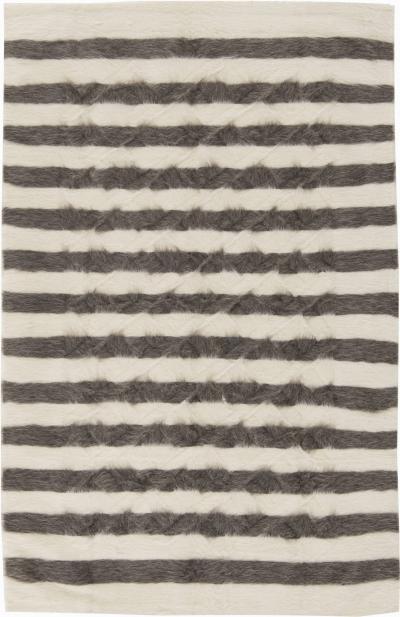 Doris Leslie Blau Taurus Collection Striped White Gray Goat Hair Rug