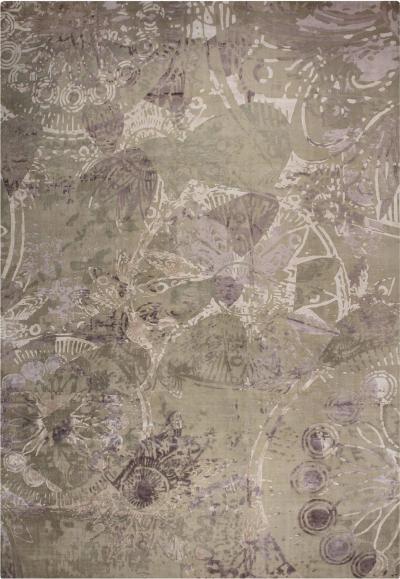 Doris Lesslie Blau Collection Extra large Abstract High low Silk Wool Rug