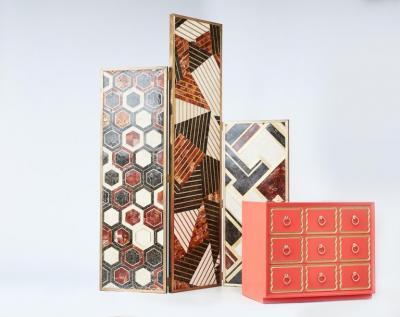 Dorothy Draper AUTHENTIC DOROTHY DRAPER ESPANA CHEST IN CORAL LACQUER