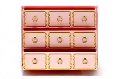 Dorothy Draper Authentic Dorothy Draper Espa a Chest Lacquered in Pink Gold circa 1955