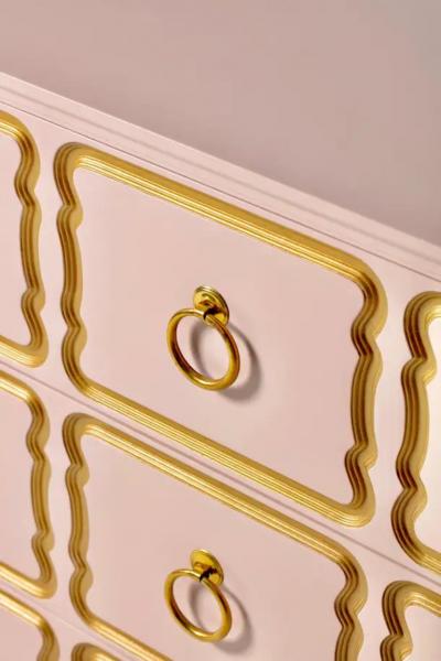 Dorothy Draper Authentic Dorothy Draper Espa a Chest Lacquered in Pink Gold circa 1955