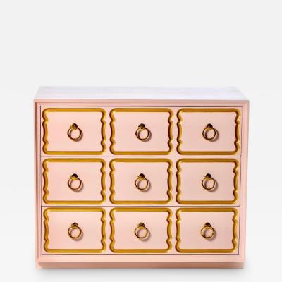 Dorothy Draper Authentic Dorothy Draper Espa a Chest Lacquered in Pink Gold circa 1955