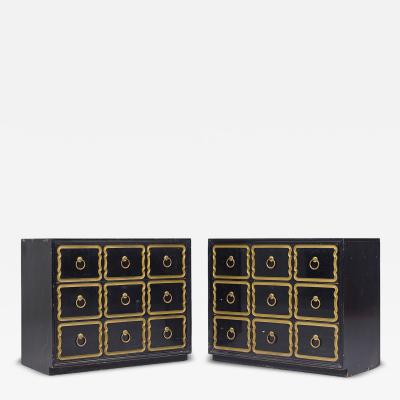Dorothy Draper Dorothy Draper Espa a Black and Gold Chest Dressers Pair