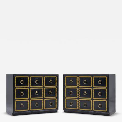 Dorothy Draper Dorothy Draper Espa a Mid Century Black and Gold Chest Dressers Pair