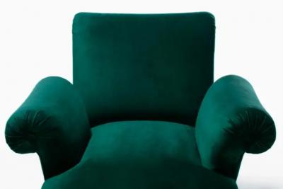 Dorothy Draper Dorothy Draper Style Hollywood Regency Swivel Arm Chairs in Emerald Velvet