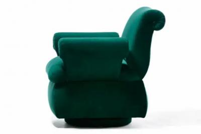 Dorothy Draper Dorothy Draper Style Hollywood Regency Swivel Arm Chairs in Emerald Velvet