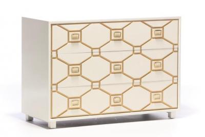 Dorothy Draper Dorothy Draper Viennese Collection Ivory Chest with Gold Incised Drawers