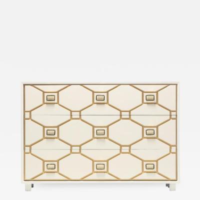 Dorothy Draper Dorothy Draper Viennese Collection Ivory Chest with Gold Incised Drawers