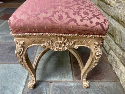 Dorothy Draper Elegant Italian Hollywood Regency Carved Wood Bench Dorothy Draper style