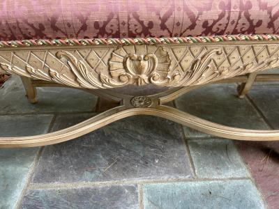 Dorothy Draper Elegant Italian Hollywood Regency Carved Wood Bench Dorothy Draper style