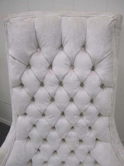 Dorothy Draper Fabulous Pair of Hollywood Regency Tufted High Back Chairs