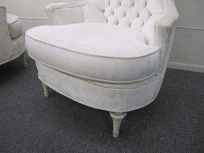 Dorothy Draper Fabulous Pair of Hollywood Regency Tufted High Back Chairs