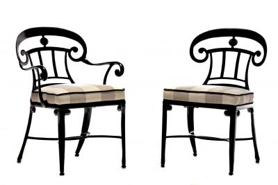 Dorothy Draper Hollywood Regency Style Set of 16 Indoor Outdoor Black Dining Chairs