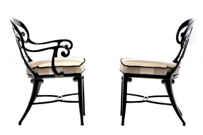 Dorothy Draper Hollywood Regency Style Set of 16 Indoor Outdoor Black Dining Chairs