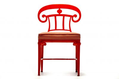 Dorothy Draper Hollywood Regency Style Set of 16 Indoor Outdoor Tangerine Orange Dining Chairs