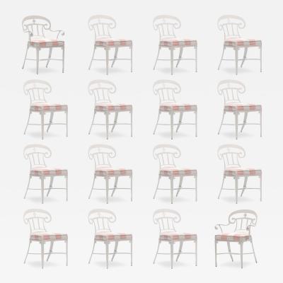 Dorothy Draper Hollywood Regency Style Set of 16 Indoor Outdoor White Dining Chairs