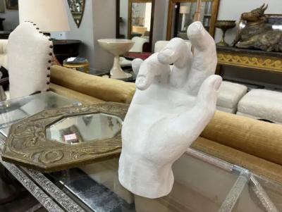 Dorothy Draper Large French Neoclassical Style Plaster Hand Sculpture