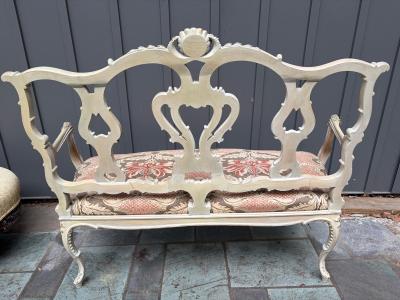 Dorothy Draper Lovely French Louis XV Style Parlor Bench Openwork Backrest Dorothy Draper