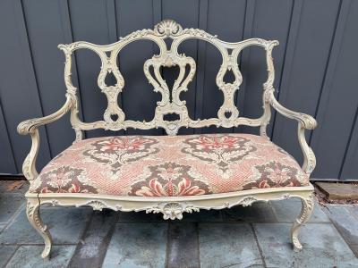 Dorothy Draper Lovely French Louis XV Style Parlor Bench Openwork Backrest Dorothy Draper
