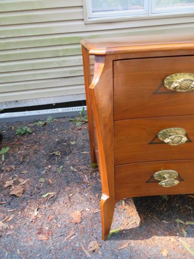 Dorothy Draper Magnificent Pair of Dorothy Draper Style Bowed Front Bachelors Chests Regency