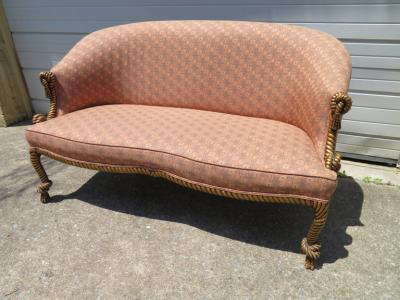Dorothy Draper Magnificent Rope and Tasseled Gilded Sofa Regency Modern Dorothy Draper Style