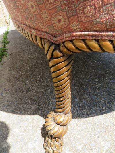 Dorothy Draper Magnificent Rope and Tasseled Gilded Sofa Regency Modern Dorothy Draper Style