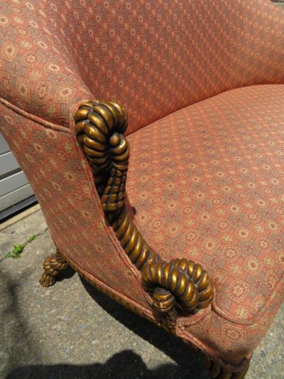 Dorothy Draper Magnificent Rope and Tasseled Gilded Sofa Regency Modern Dorothy Draper Style