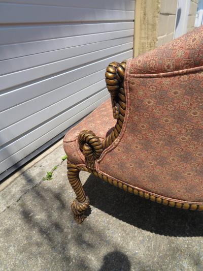 Dorothy Draper Magnificent Rope and Tasseled Gilded Sofa Regency Modern Dorothy Draper Style
