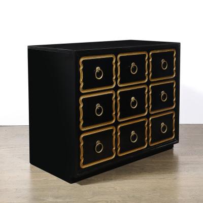 Dorothy Draper Mid Century Dorothy Draper Chest of Drawers for Espa a in Gilt Black Lacquer