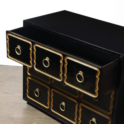 Dorothy Draper Mid Century Dorothy Draper Chest of Drawers for Espa a in Gilt Black Lacquer