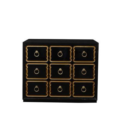 Dorothy Draper Mid Century Dorothy Draper Chest of Drawers for Espa a in Gilt Black Lacquer