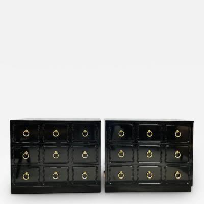 Dorothy Draper Pair Mid Century Modern Ebony Commodes Nightstands Chests Dorothy Draper Style