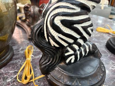 Dorothy Draper Pair Of Hollywood Regency Plaster Zebra Lamps