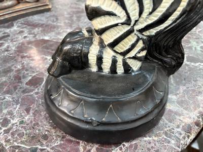 Dorothy Draper Pair Of Hollywood Regency Plaster Zebra Lamps