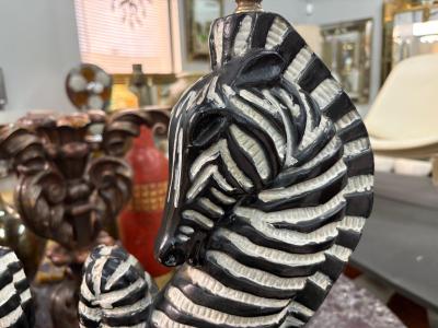 Dorothy Draper Pair Of Hollywood Regency Plaster Zebra Lamps