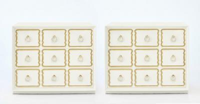 Dorothy Draper Pair of Dorothy Draper Espa a Chest in Ivory White Chocolate circa 1955