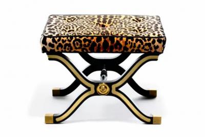 Dorothy Draper Pair of Dorothy Draper Espa a X Stools Benches in Leopard Velvet circa 1955