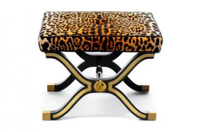Dorothy Draper Pair of Dorothy Draper Espa a X Stools Benches in Leopard Velvet circa 1955