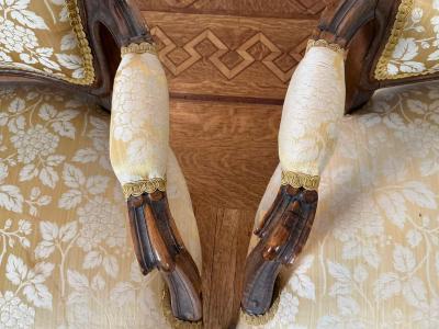 Dorothy Draper Pair of Fancy French Louis XV Refined Fauteuils Chairs Mid Century