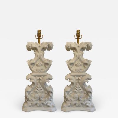 Dorothy Draper Pair of Hollywood Regency Dorothy Draper Plaster Lamps