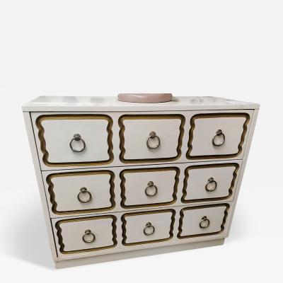 Dorothy Draper White Lacquered Dorothy Draper Style 3 Drawer Commode