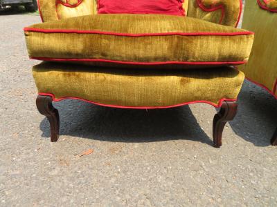 Dorothy Draper Wonderful Pair Dorothy Draper Style Tall Wingback Chairs Mid Century Modern