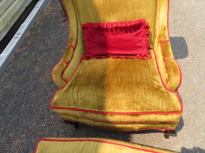 Dorothy Draper Wonderful Pair Dorothy Draper Style Tall Wingback Chairs Mid Century Modern